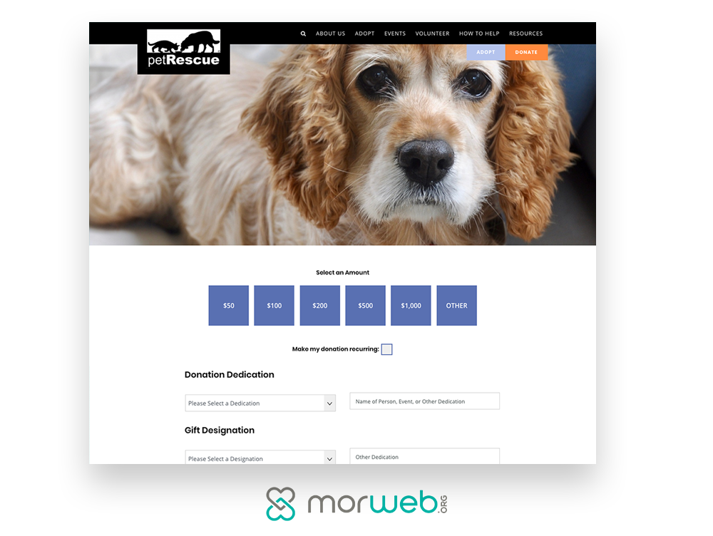 Morweb-Frontstream-Growing-Your-Donor-List-5-Practices-to-Reach-Your-Goals-donation-page