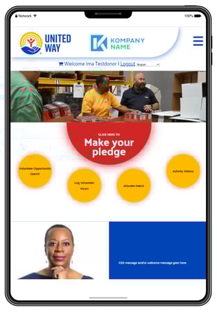 united way frontstream campaign page ipad