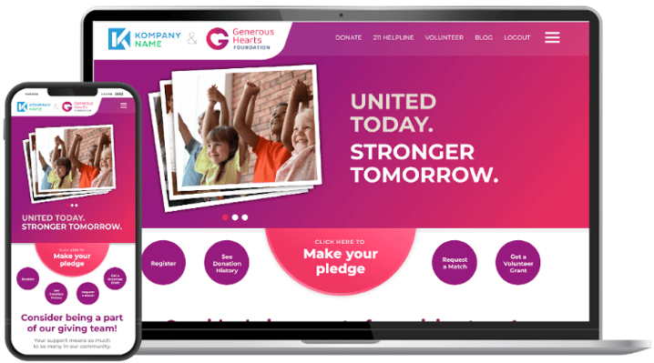 workplace fundraising campaign page on laptop and phone-1