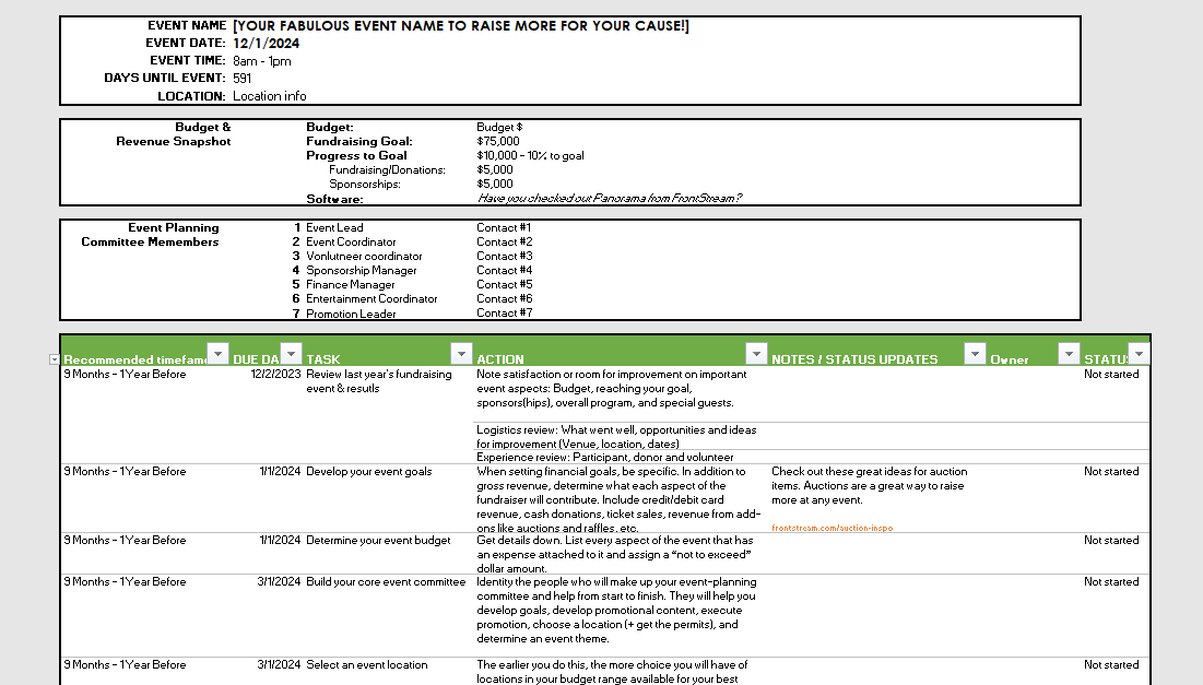 Interactive Fundraising Planner