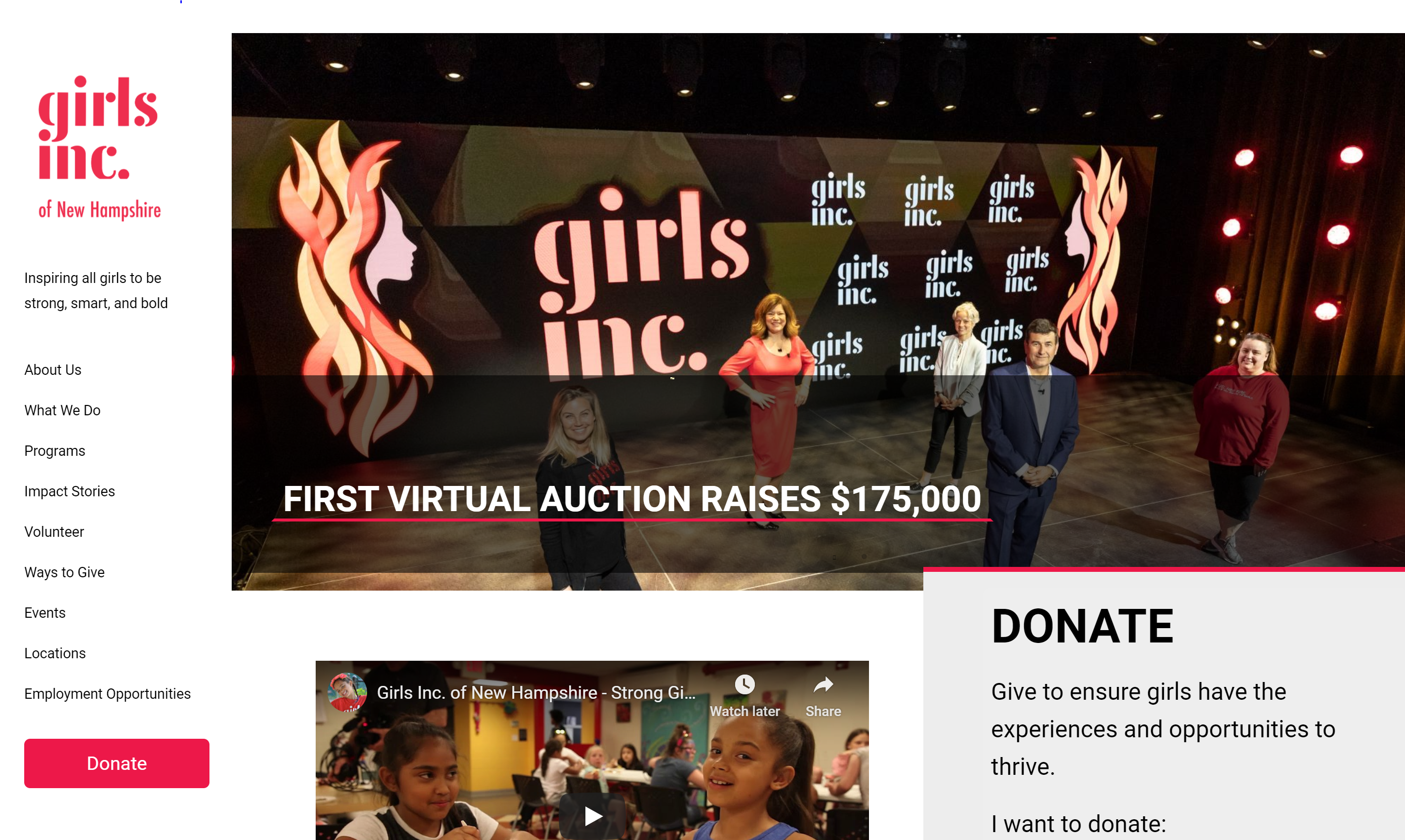 Girls Inc website banner